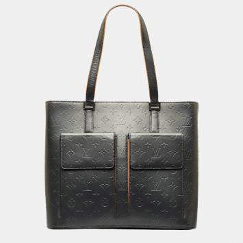 Pre Owned Louis Vuitton Black Canvas Leather Monogram Mat Wilwood Tote Bag 