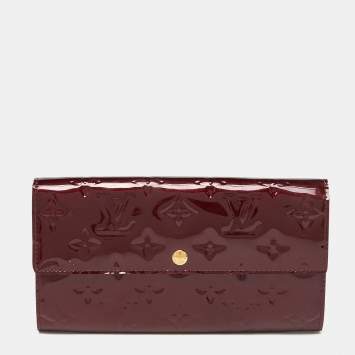 Pre Owned Louis Vuitton Rouge Fauviste Monogram Vernis Sarah Wallet