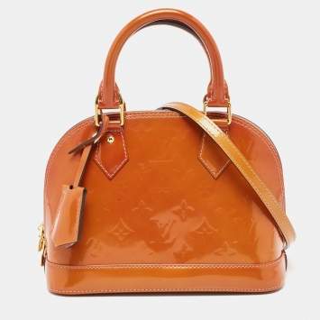 Pre Owned Louis Vuitton Brown Monogram Patent Leather Alma BB Bag