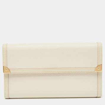 Pre Owned Louis Vuitton White Leather Porte Tresor International Trifold Wallet