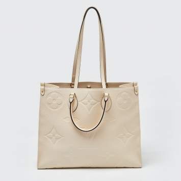 Pre Owned Louis Vuitton Creme Monogram Empreinte Leather Onthego GM Bag