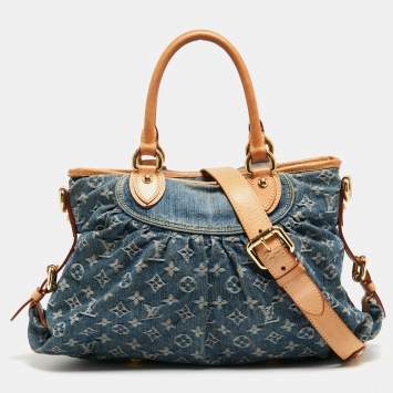 Pre Owned Louis Vuitton Blue Monogram Denim Neo Cabby MM Bag