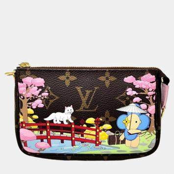 Pre Owned Louis Vuitton Pink/Brown Monogram Canvas Vivienne Wisteria Mini Pochette Accessoires
