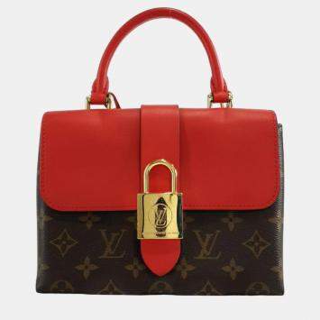 Pre Owned Louis Vuitton Red/Brown Monogram Canvas & Coquelicot Locky BB Top Handle Bag