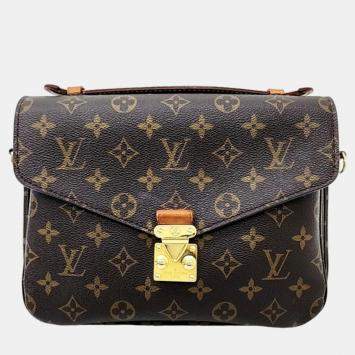 Pre Owned Louis Vuitton Brown Monogram Canvas Pochette Metis Shoulder Bag