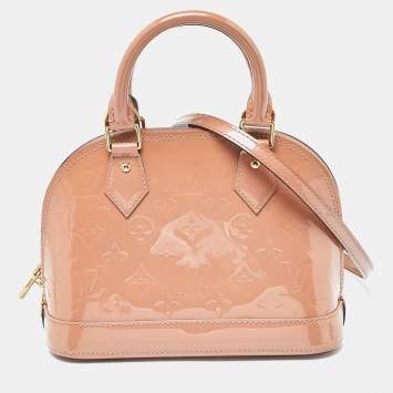 Pre Owned Louis Vuitton Rose Velours Monogram Vernis Alma BB Bag