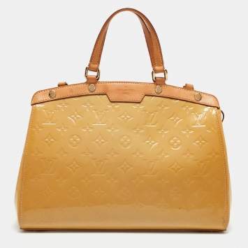 Pre Owned Louis Vuitton Citrine Monogram Vernis Brea MM Bag