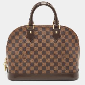 Pre Owned Louis Vuitton Brown Damier Ebene Canvas Alma PM Handbag