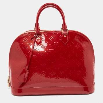 Pre Owned Louis Vuitton Red Monogram Vernis Alma GM
