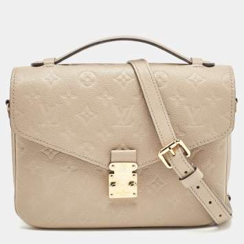 Pre Owned Louis Vuitton Tourterelle Monogram Empreinte Leather Pochette Metis Bag