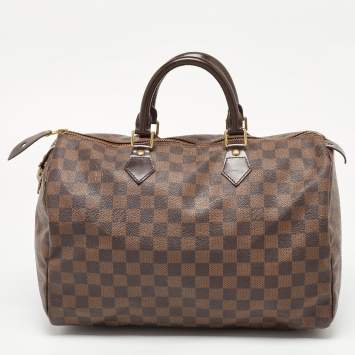 Pre Owned Louis Vuitton Damier Ebene Canvas Speedy 35 Bag