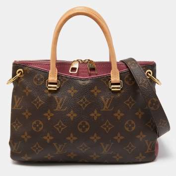 Pre Owned Louis Vuitton Aurore Leather and Monogram Canvas Pallas BB Bag