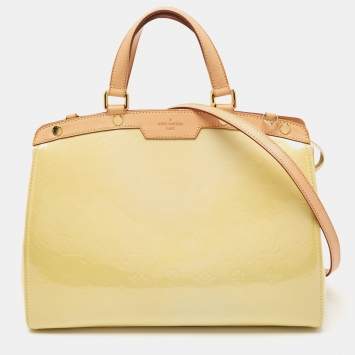 Pre Owned Louis Vuitton Blanc Corail Monogram Vernis Brea GM Bag