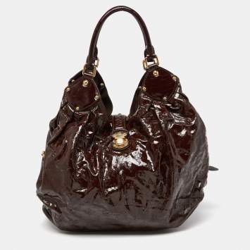 Pre Owned Louis Vuitton Marron Mahina Patent Leather Surya XL Bag
