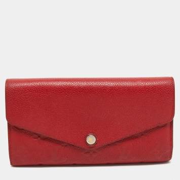 Pre Owned Louis Vuitton Red Monogram Empreinte Leather Sarah Wallet