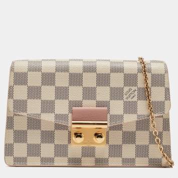 مملوكة مسبقًا Louis Vuitton Rose Ballerine Damier Azur Canvas Croisette Chain Wallet