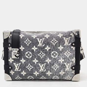 Pre Owned Louis Vuitton denim Leather Grey Side Trunk