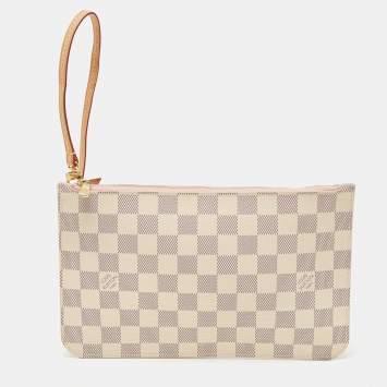 Pre Owned Louis Vuitton Damier Azur Canvas Neverfull Zipped Clutch 