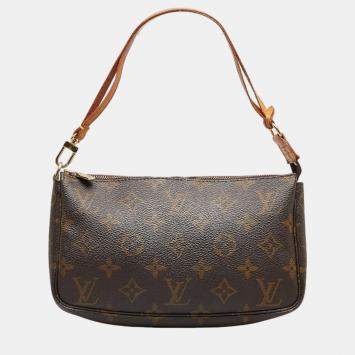Pre Owned Louis Vuitton Brown Canvas Monogram Pochette Accessoires Shoulder Bag