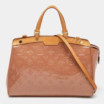 Pre Owned Louis Vuitton Rose Velours Monogram Vernis Brea MM Bag
