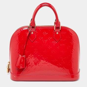 Pre Owned Louis Vuitton Cerise Monogram Vernis Alma PM Bag