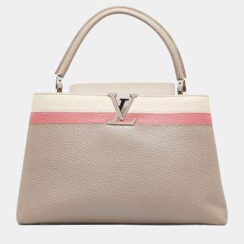 Pre Owned Louis Vuitton Beige/Brown Capucines MM
