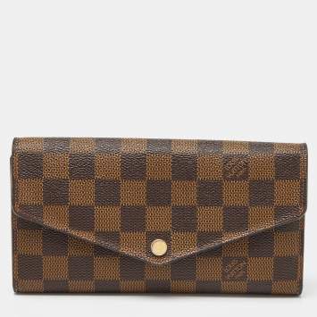 Pre Owned Louis Vuitton Damier Ebene Canvas Sarah Wallet