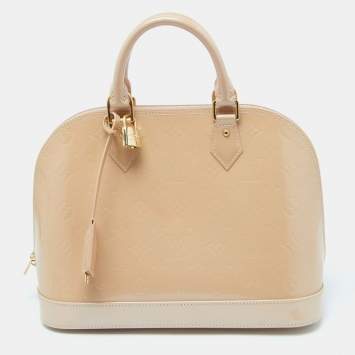 Pre Owned Louis Vuitton Rose Florentine Monogram Vernis Alma PM Bag
