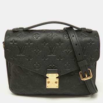 Pre Owned Louis Vuitton Black Monogram Empreinte Leather Pochette Metis Bag