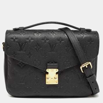 Pre Owned Louis Vuitton Black Monogram Empreinte Leather Pochette Metis Bag