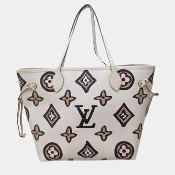 Pre Owned Louis Vuitton White Monogram Giant Wild at Heart Neverfull MM