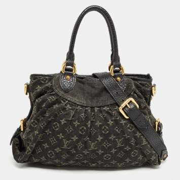Pre Owned Louis Vuitton Black Monogram Denim Neo Cabby MM Bag