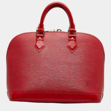 Pre Owned Louis Vuitton Red Leather Epi Alma PM Satchels