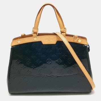 Pre Owned Louis Vuitton Bleu Nuit Monogram Vernis Brea MM Bag