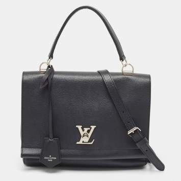 Pre Owned Louis Vuitton Black Leather Lockme II Bag