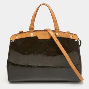 Pre Owned Louis Vuitton Vert Bronze Monogram Vernis Brea MM Bag