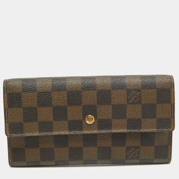 Pre Owned Louis Vuitton Damier Ebene Canvas Sarah Wallet