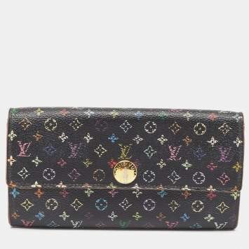 Pre Owned Louis Vuitton Black Monogram Multicolore Canvas Sarah Wallet