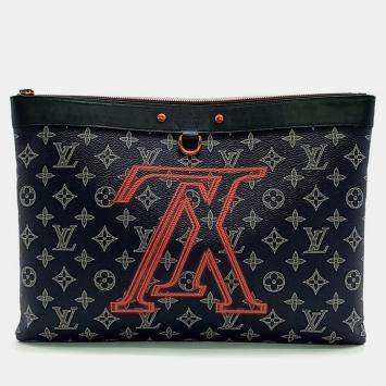 Pre Owned Louis Vuitton Blue Monogram Canvas Upside Down Clutch Bag