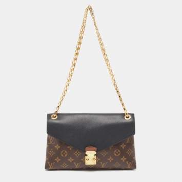 Pre Owned Louis Vuitton Black Monogram Canvas and Leather Pallas Chain Bag