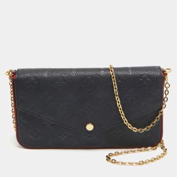 Pre Owned Louis Vuitton Marine/Rouge Monogram Empreinte Leather Felicie Pochette Bag