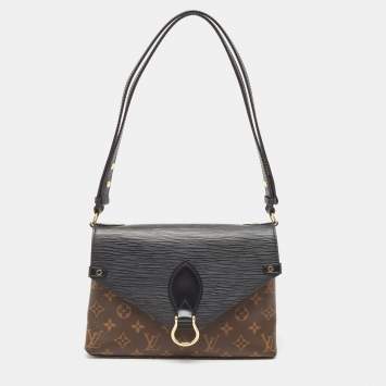 Pre Owned Louis Vuitton Black Epi Leather and Monogram Canvas Saint Michel Bag