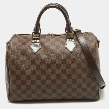 Pre Owned Louis Vuitton Damier Ebene Canvas Speedy Bandouliere 30 Bag