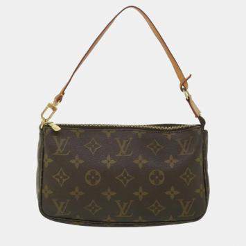 Pre Owned Louis Vuitton Brown Monogram Canvas Pochette Accessoires Clutch Bag