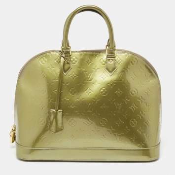 Pre Owned Louis Vuitton Vert Olive Monogram Vernis Leather Alma GM Bag