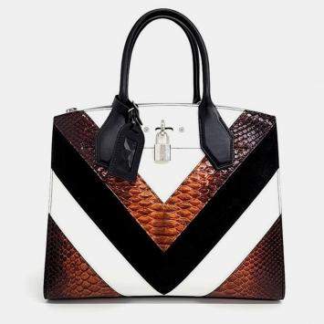 Pre Owned Louis Vuitton Black Leather City Steamer MM Top Handle Bag