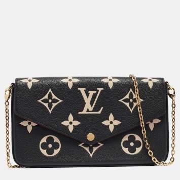 Pre Owned Louis Vuitton Black/Beige Monogram Leather Félicie Pochette