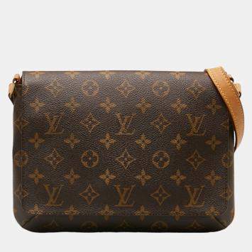 Pre Owned Louis Vuitton Brown Canvas Monogram Musette Tango Short Strap Shoulder Bags