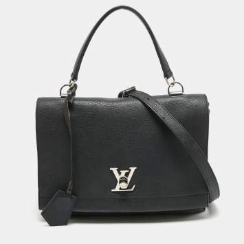 Pre Owned Louis Vuitton Black Leather Lockme II Bag