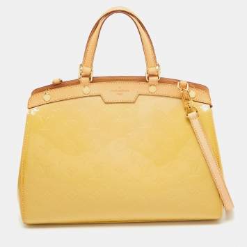 Pre Owned Louis Vuitton Citrine Monogram Vernis Brea MM Bag
